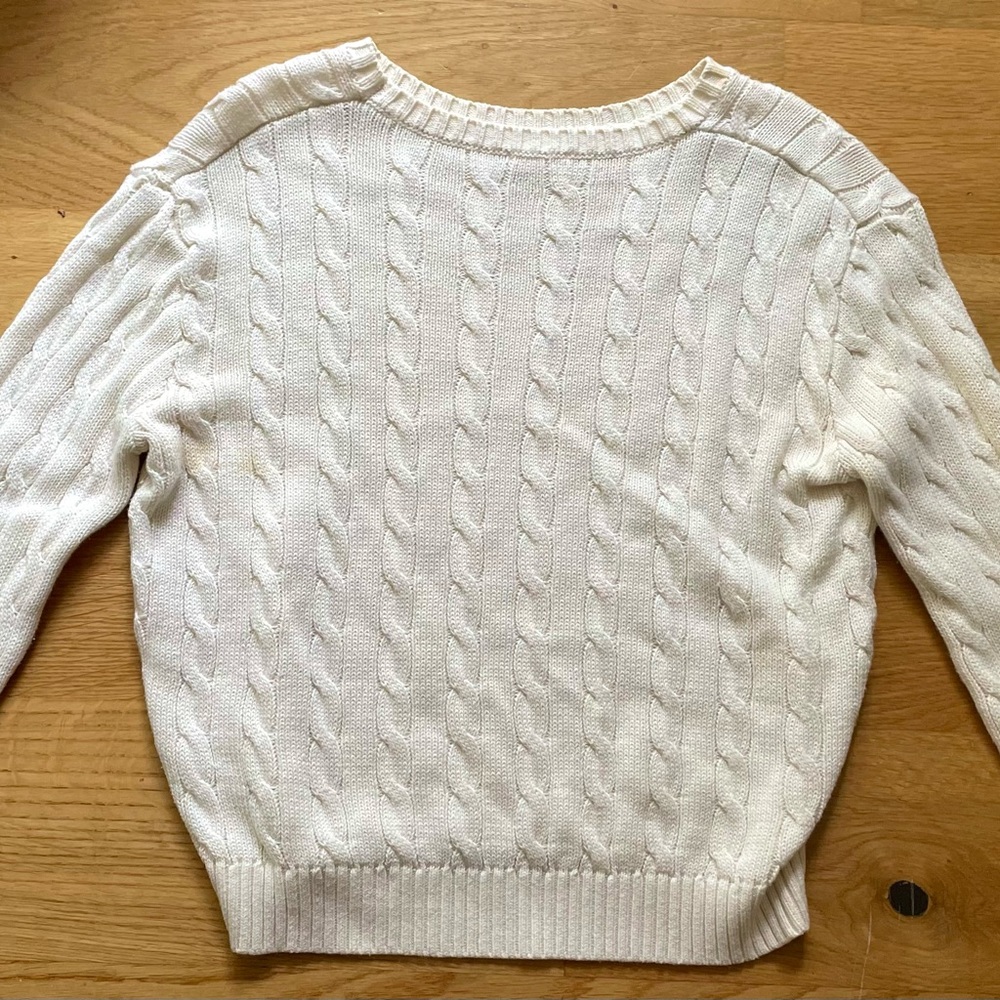 John Galt Cream Cable Knit Cropped Sweater